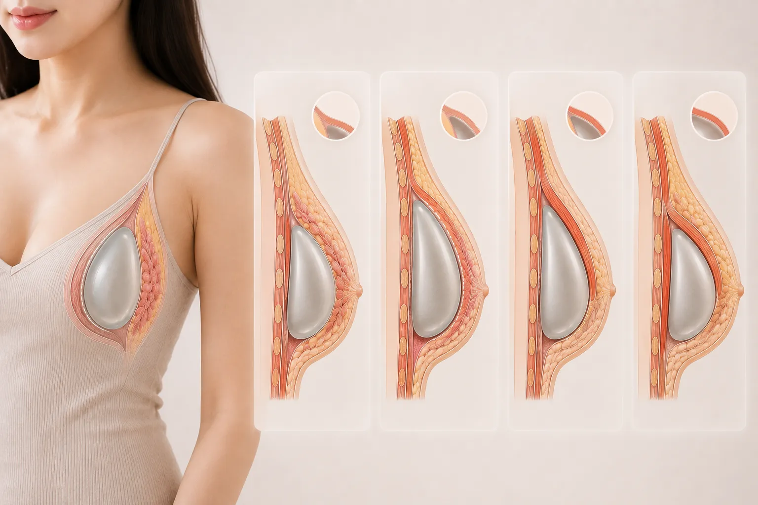 義乳放在哪一層:乳腺下、筋膜下、胸大肌下、雙平面的取捨